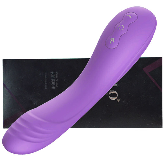 暖男發熱震動棒USB充電電動按摩棒女性自慰器加溫震動棒(紫藍) 
